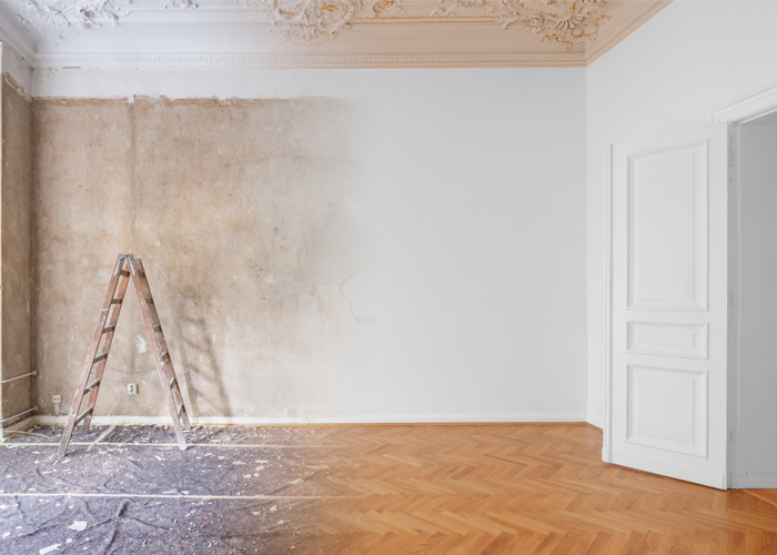 half-painted room in a house